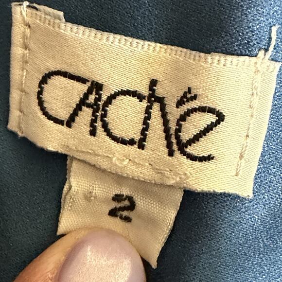 Vtg Y2K 90s Caché Blue Velvet Damask Pants 2 Whimsical Womens Romantic Feminine - Picture 9 of 10